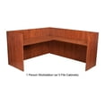 thumbnail image 3 of Office Workstation Cubicle Desk L-Shaped with Wooden Panels (2 Person Connected Workstation w 0 File Cabinets, Cherry), 3 of 9