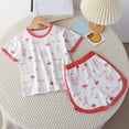 thumbnail image 2 of Yammkia Baby Girl Clothes Baby Girl Clothes Short Sleeve Romper Top Shorts Bow Summer Outfits Set for 18-24 Months,Red, 2 of 6