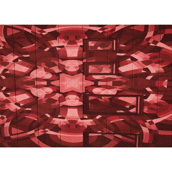 Ahgly Company Indoor Rectangle Patterned Grapefruit Red Area Rugs, 4' x 6'