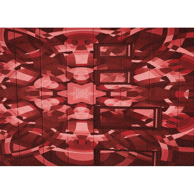 Ahgly Company Machine Washable Indoor Rectangle Transitional Grapefruit Red Area Rugs, 8' x 10'