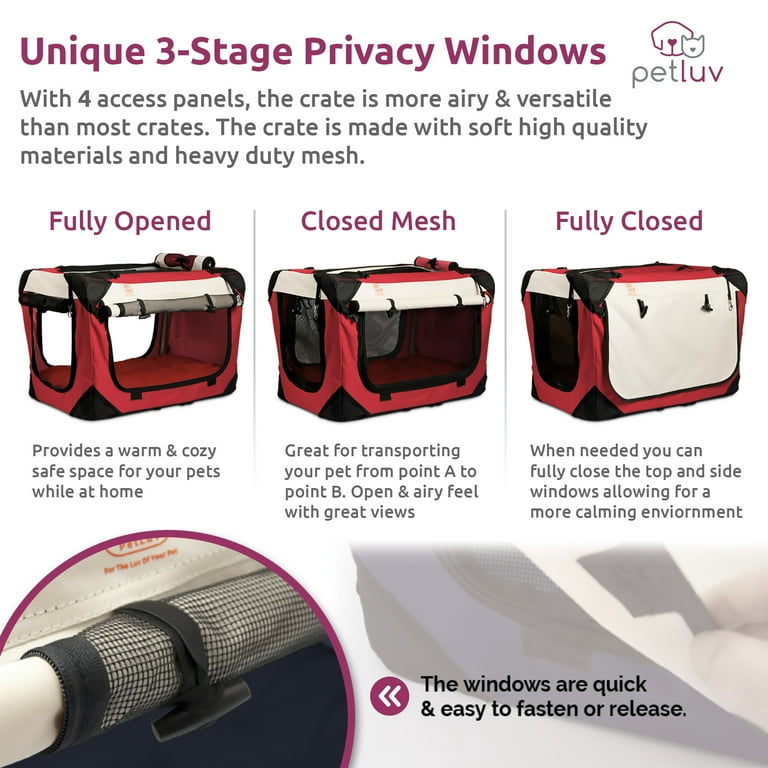 Petluv happy cat premium soft sided foldable top & side loading pet carrier & travel hot sale crate