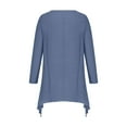 thumbnail image 5 of WREESH Womens Cotton Linen Shirts Loose Casual Spring/Summer Solid Fashion 3/4 Sleeve T-Shirt Blouse Tops Blue, 5 of 6