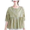 thumbnail image 2 of mfyjkho Tops Bohemios Para Mujer, Blusas Casuales De Moda Para Mujer Con Botones, Mangas 3/4 Y Cuello Redondo Tops Para Hacer Ejercicio M, 2 of 7