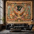 thumbnail image 6 of Mountain Path Beneath a Golden Moonlit Sky, Nostalgic Retro for Nature Lovers, Mushroom Landscape Art, Housewarming Gift, Tapestry Wall Hanging for Bedroom and Studio, 6 of 7