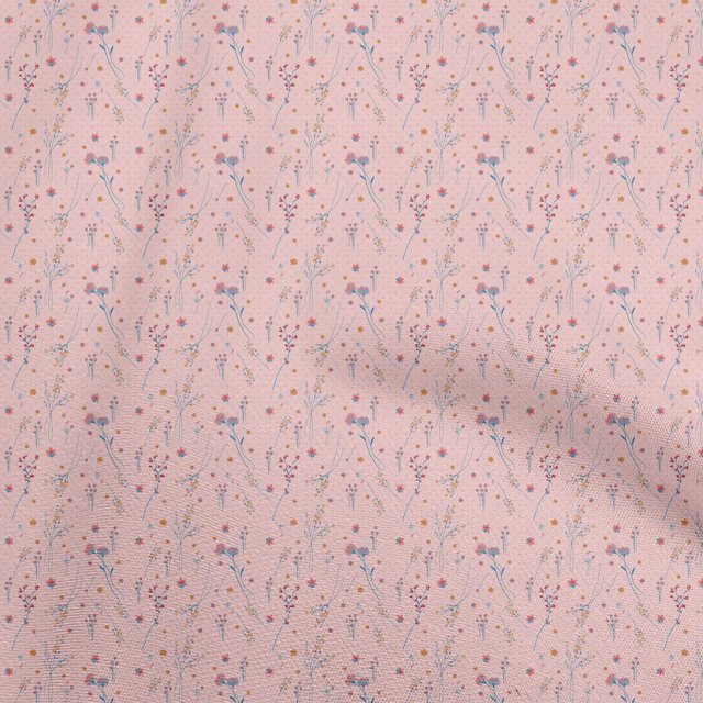 oneOone Polyester Spandex Light Pink Fabric Floral Sewing Material Print Fabric By The Yard 56 Inch Wide