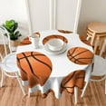 thumbnail image 2 of Basketball Tablecloth Round Table Cloths 60 Inch Wrinkle Resistant Picnic Table Covers Washable Polyester for Holiday Kitchen Party Picnic, 2 of 6