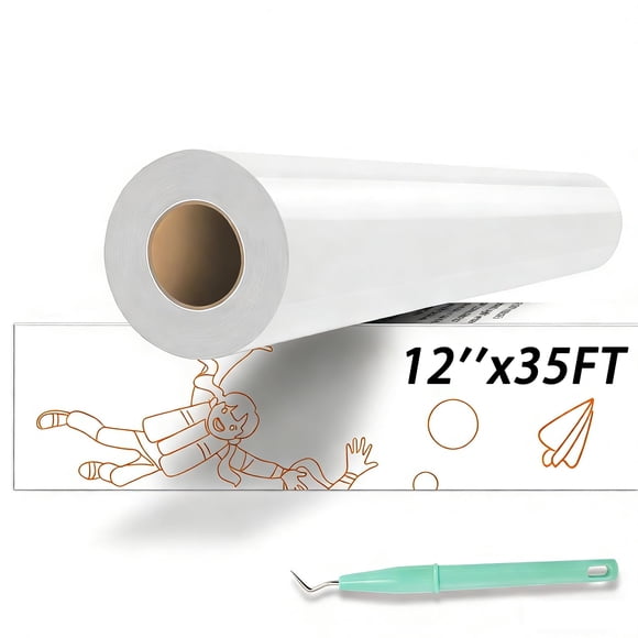 HTVRONT HTV Vinyl Rolls Heat Transfer Vinyl - 12" x 35ft White HTV for Shirts, Iron on Vinyl for All Cutting Machines - Easy to Cut & Weed for Heat V