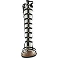 thumbnail image 3 of Wild Rose Odelia04 Women Leatherette Open Toe Studded Knee High Gladiator Sandal - Black, 3 of 4