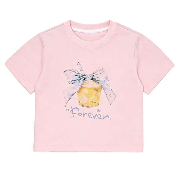 NIPAXO Girls T-Shirt Short Sleeve Cute Cartoon Dog Flower Graphic Crewneck Soft Cotton Blend Pullover Tee Shirt for Girls