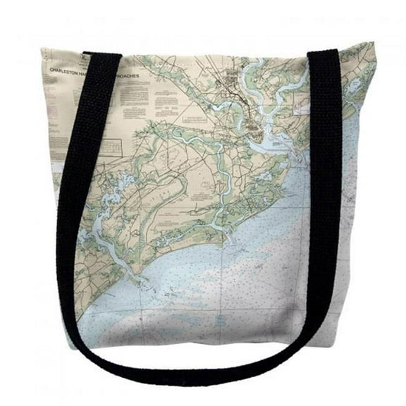 Charleston Harbor and Approaches, SC Nautical Map Medium Tote Bag 16x16 - 16 inches x 16 inches