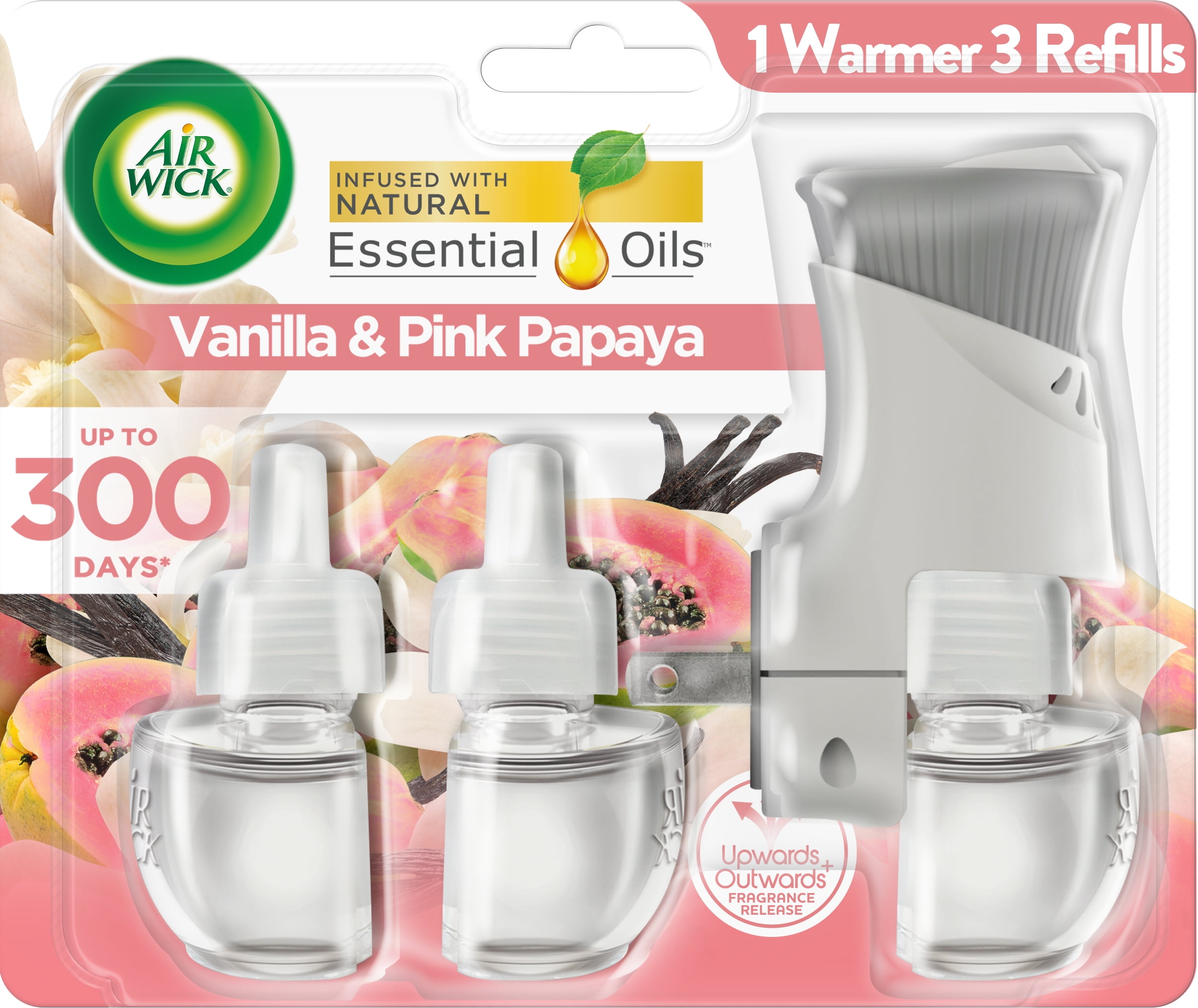 Air Wick Plug in Scented Oil Starter Kit (Warmer + 3 Refills), Vanilla
