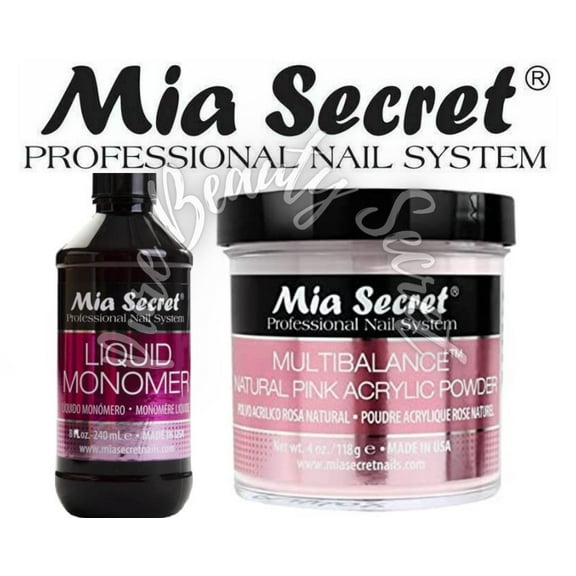 Mia Secret Liquid Monomer 8 oz and NATURAL PINK Powder 4 oz