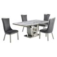 thumbnail image 1 of White Marble 5pc Dining Set with Silver Stainless Steel and 4 Chairs, 1 of 4