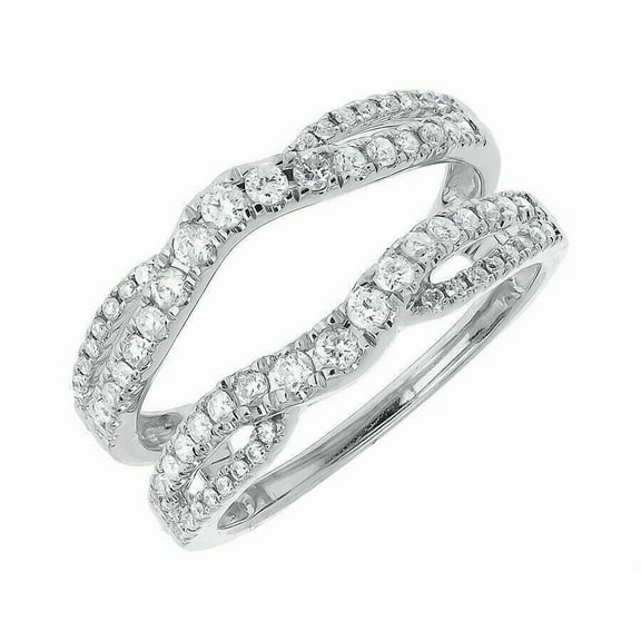 14k White Gold Plated Round Cut 0.63Ct Lab-Created Diamond Wedding Ring Enhancer Jacket