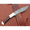 thumbnail image 2 of Damascus Steel Nessmuk Knife, 14" Long Custom Made Hand Forged with 8" Long Blade, Rose Wood Scale with Camel Bone & Steel Bolster, Exotic Cow Hide Leather Sheath Included, 2 of 8