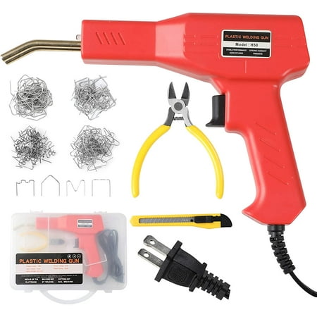 

Plastic Welding Machine Car Bumper Repair Kit Plastic Welder Machine 50W Hot Stapler Plastic Repair Kit Hot Staple Gun Car Bumper Crack Repair Kit with Plier & 4 Types Hot Wave Flat Staples