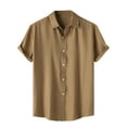 thumbnail image 2 of SEAOPEN Mens Shirts Button Down Summer Hawaii Solid Short Sleeve Turn Down Collar Button Mens T Shirts Short Sleeve Today Coffee,M, 2 of 5