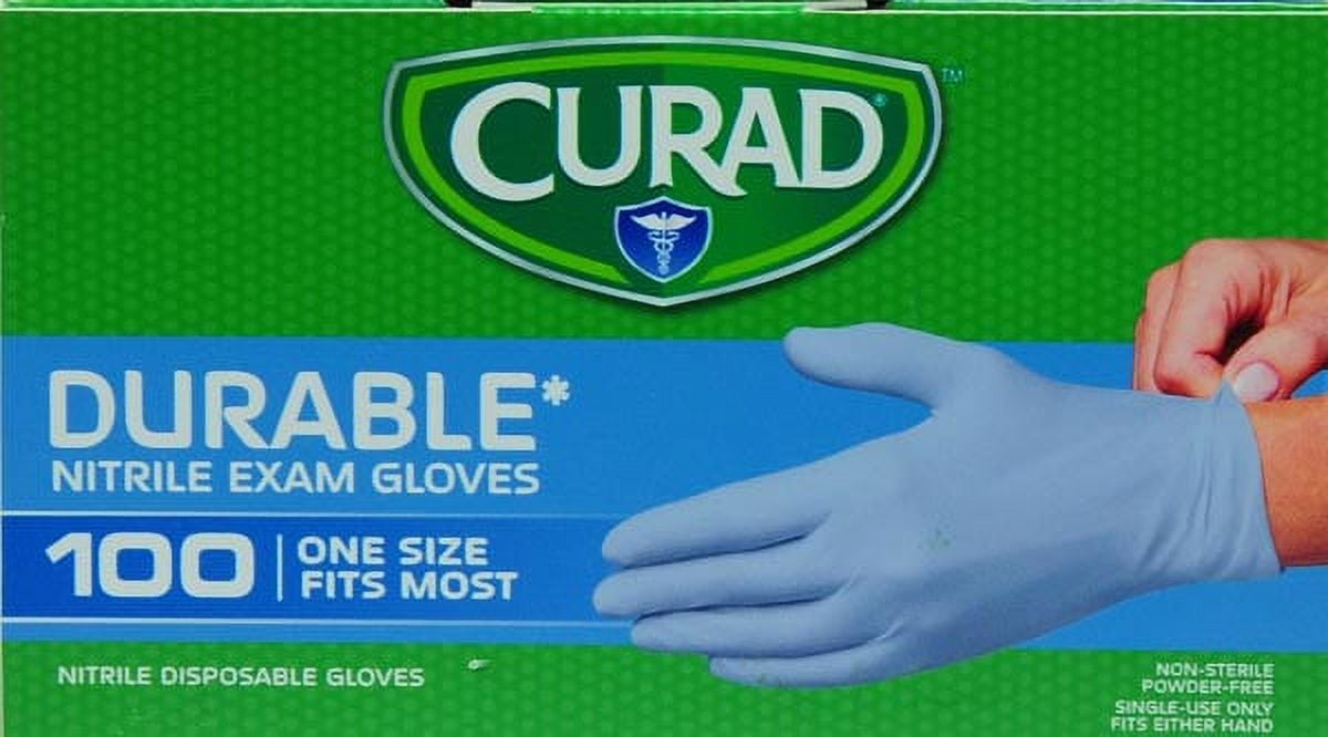 Curad Nitrile Powder-Free Exam Gloves, 100 Ct, Blue