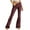 Brown, variant on WREESH Womens Jeans Fashion Denim Button Zipper Solid High Waist Pockets Jeans Wide Leg Pants Flare Trousers Light Blue