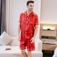 thumbnail image 4 of Men's Silk Pajama Set | Silky Satin | Short Sleeve Top and Shorts | Button Pajama Set, 4 of 8
