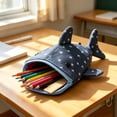 thumbnail image 7 of Hyknon Shark-Shaped Pencil Case Novelty Large Capacity Pencil Pouch with Zipper Portable Canvas Stationery Storage Bag for Classroom College Office Supplies, 7 of 7