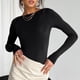 thumbnail image 5 of Gibobby Blusa Termica Camisetas ajustadas de manga larga con cuello redondo para mujer, camiseta básica sólida ajustada ajustada, camisa recortada para entrenamiento y Yoga（Negro， XS), 5 of 5