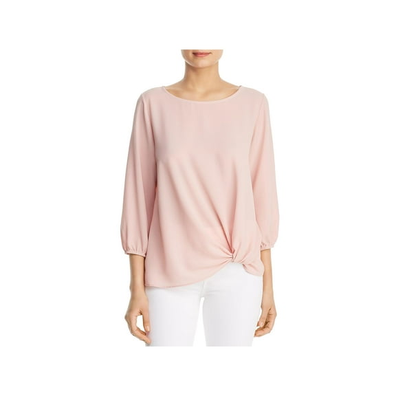 Status by Chenault Womens Asymmetric 3/4 Sleeves Blouse Pink XS