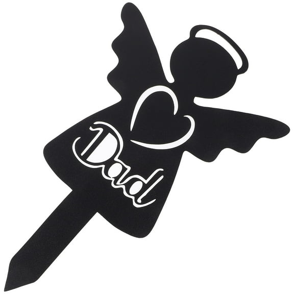 WRITWAA Black Metal Angel Yard Stake Memorial Garden Decoration for Cemetery Outdoor Landscape