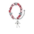 thumbnail image 2 of Silvertone Dog with 4 Dangle legs Red Christmas Bead Bracelet, 2 of 4