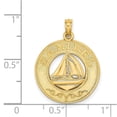thumbnail image 2 of 14k Gold Sanibel Round Frame With Sailboat Center Charm 24.4x19.2mm Wide 1.45mm Thick Pendant Necklace for Women, 2 of 2