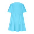 thumbnail image 5 of Admvng Womens Dresses V-neck Solid Color Casual Short Sleeved Regular Splicing Multi-color Dress with Pocket S-5XL, 5 of 8