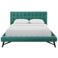 thumbnail image 5 of Maklaine Queen Biscuit Tufted Performance Velvet Platform Bed in Teal Blue, 5 of 6