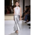 thumbnail image 5 of inlzdz Girls Shiny 70s Disco Outfit Bell Bottom Jumpsuit Halter Neck Sleeveless Sequins Dancing Bodysuit Silver 4, 5 of 7