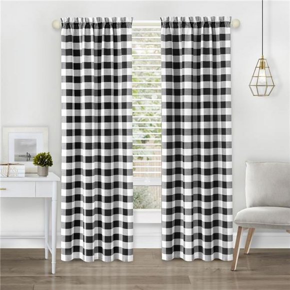 Achim HNPN84BK06 42 x 84 in. Hunter Rod Pocket Window Curtain Panel, Black