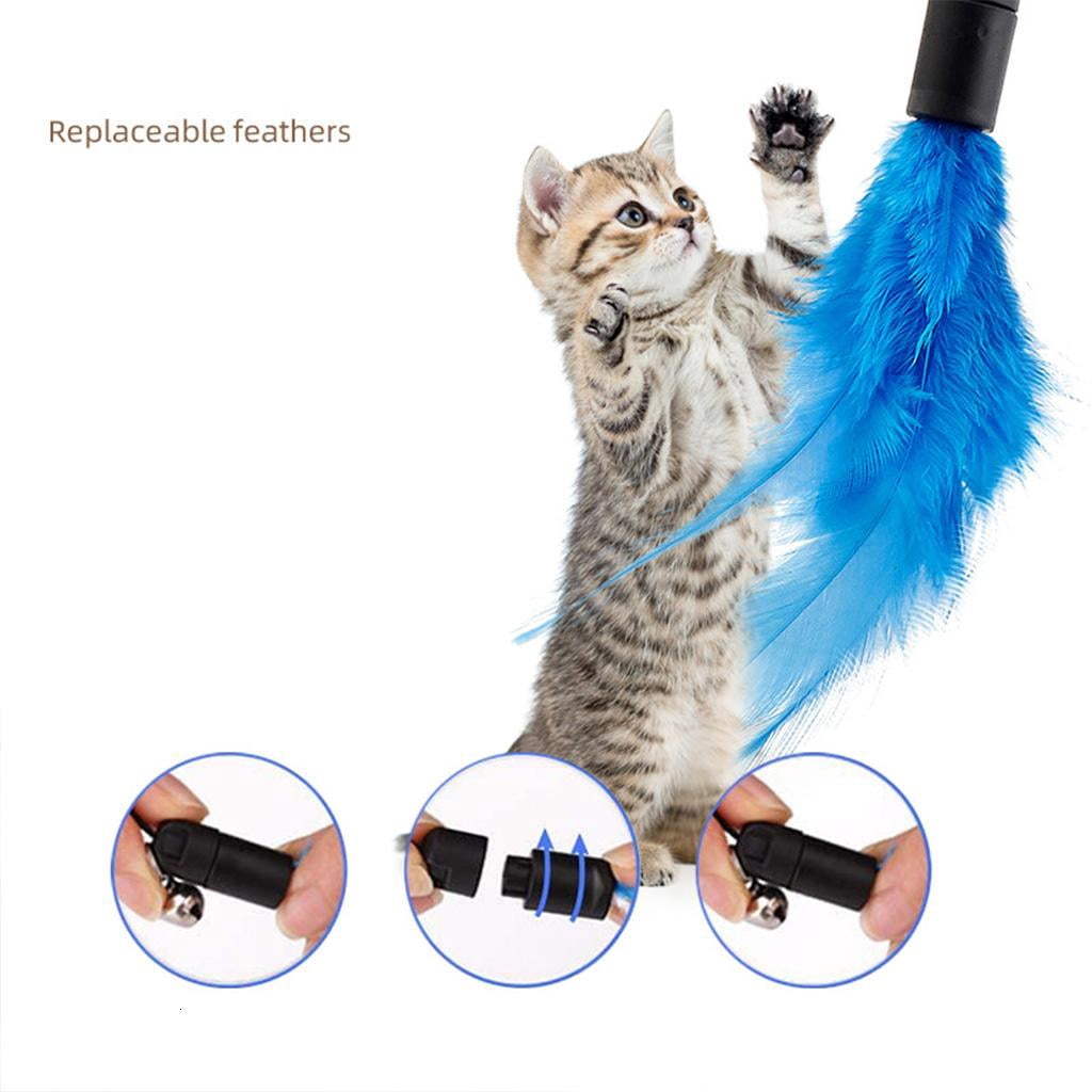 Cats Toys Funny Cats with Plastic Stick on Feet Hands Free Kitten Wand Interactive Cats Toys Electric Self for