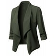 thumbnail image 3 of BLTIBY Womens Blazer Winter Fall Solid Color Casual Cardigan Coat Long Sleeve Open Front Blazers Jacket Lightweight Business Work Suits Green 4XL, 3 of 5
