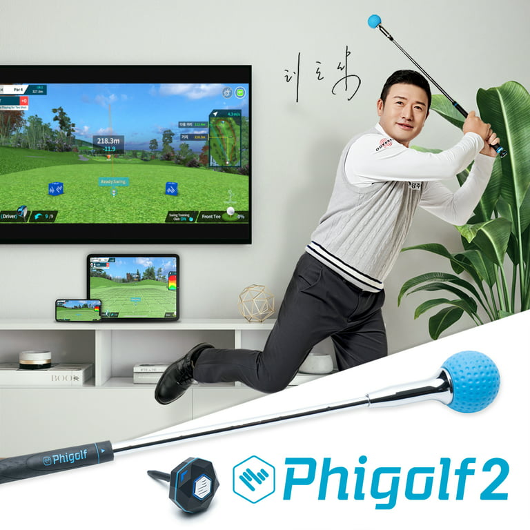 PHIGOLF Phigolf2 Golf Simulator with Swing Stick for Indoor & Outdoor Use,  Golf Swing Trainer with Upgraded Motion Sensor&3D Swing Analysis,  Compatible WGT/E6 Connect APP, Works with Smart Devices 