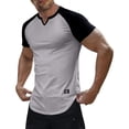 thumbnail image 2 of Muscularfit Gym Tops Men's T-Shirts Muscle Baseball Shirt Baggy Tees Gray Short Sleeve V-Neck Classic T-Shirt Mens Summer Shirts,L, 2 of 9