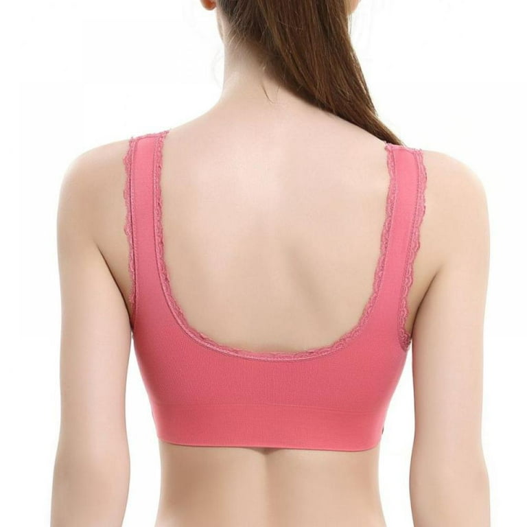 Women Seamless Lace Sports Bras Cross Front Side Buckle Lounge Bra Yoga  Workout Activewear 