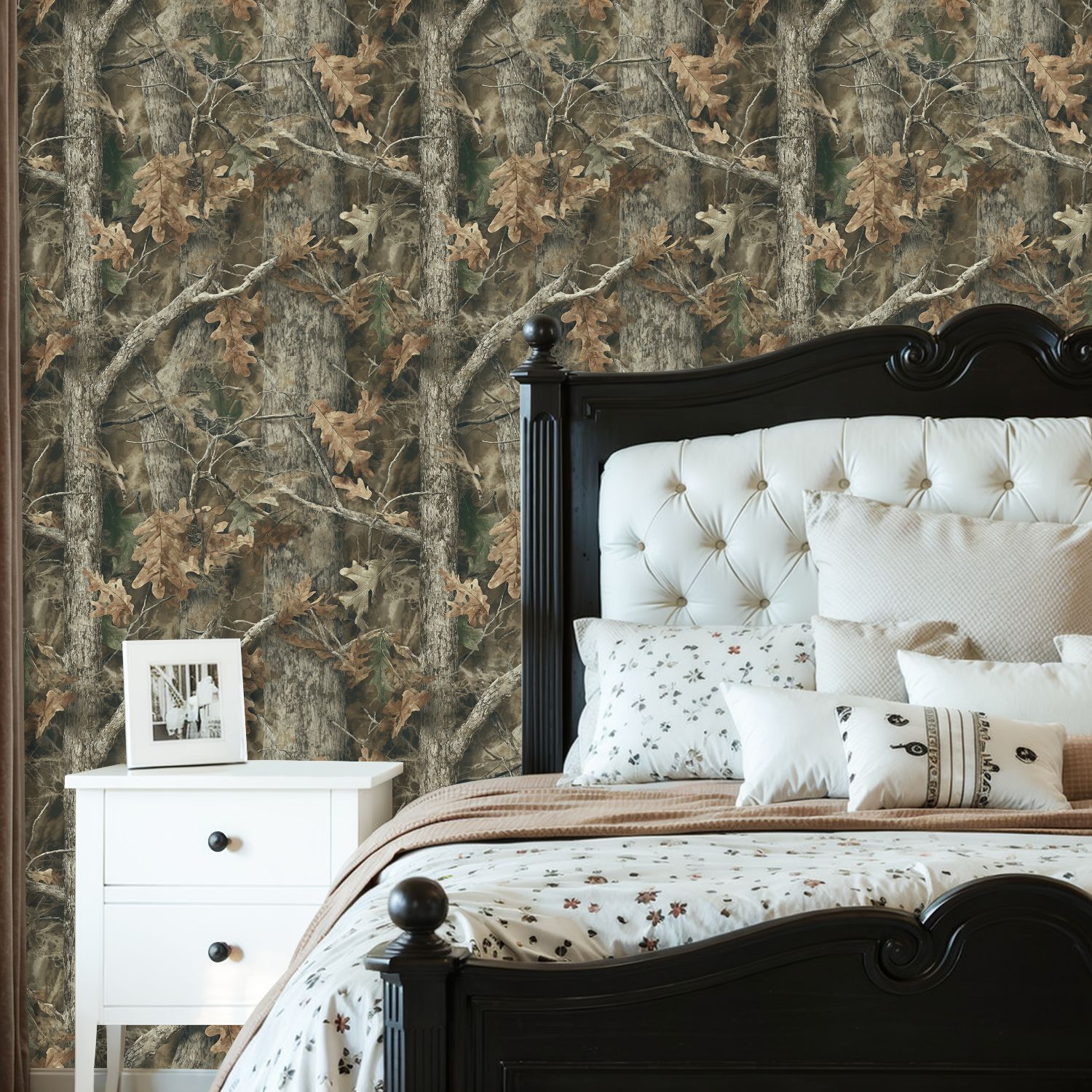Peel and Stick Wallpaper 23.6in x 9.8ft Autumn Forest Camouflage Oak Leaves Tree Branches Contact Paper Vinyl Waterproof Self Adhesive Wall Paper for Shelf Cabinet Hunting Cabin