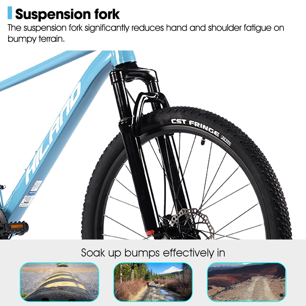 HILAND 26 Inch Mens and Womens Mountain Bike,21 Speed Mountain Bicycle with Dual Disc Brake, Front Suspension Fork, High Carbon Steel Frame Urban Commuter Bike for Adults