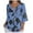 Navy, variant on Women's Cotton Linen Blouse Shirt Boho Floral Button Down 3/4 Sleeves V Neck Casual Loose Tunic Top for Summer