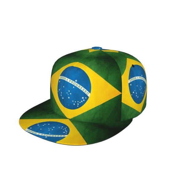 Men Women Brazilian Flag Flat Bill Hip Hop Visor Snapback Hat Adjustable Baseball Cap