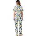 thumbnail image 3 of TSOVTHRID Vintage Flower Lemon Print Pajama Set for Women Button Down Sleepwear Soft Short Sleeve Pjs with Long Pants, Size M, 3 of 7