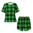 thumbnail image 4 of Picia Buffalo Plaid Green Black Pajamas Sets for Women Soft Short-Sleeved Pjs with Lounge Shorts Two Piece Sleepwear-4X-Large, 4 of 9
