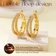 thumbnail image 4 of YOUNGYUE 14K Gold Plated Hoop Earrings for Women, Hypoallergenic CZ Double Hoop Earring, 25mm, Jewelry Gifts, 4 of 6