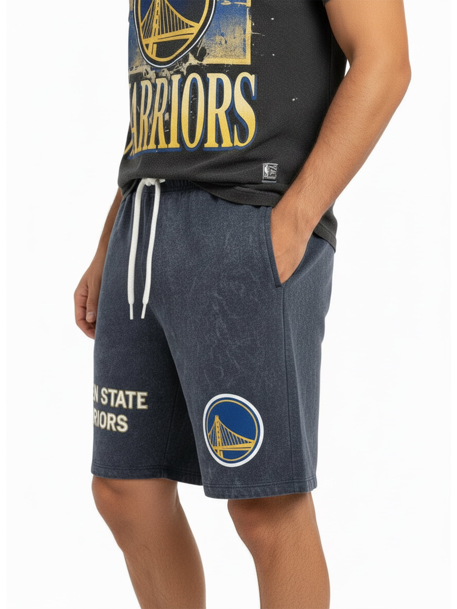 NBA Golden State Warriors Men's & Men's Big and Tall Mineral Wash Graphic Shorts, Sizes XS–5XB