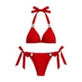 thumbnail image 3 of Naittoop Women Bikini Sets String Halter Two Piece Sexy Swimsuit Solid Color Bathing Suit, 3 of 4