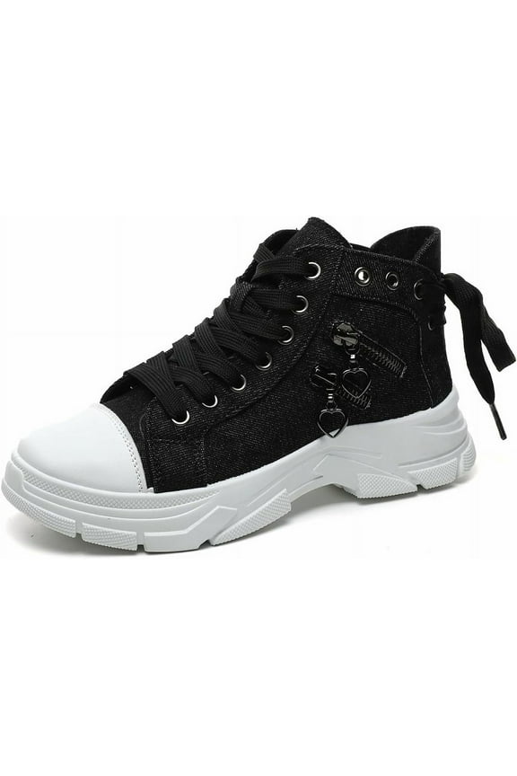 Women's Breathable High-Top Sneakers - Lightweight Platform Canvas | Ideal for Walking