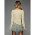 thumbnail image 2 of Womens Blue Pleated Mini Denim Skirt, High Waist A-Line Flare Style, 2 of 5